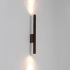 Vegglampe Laser, brun, metall, 40 cm høy, G9