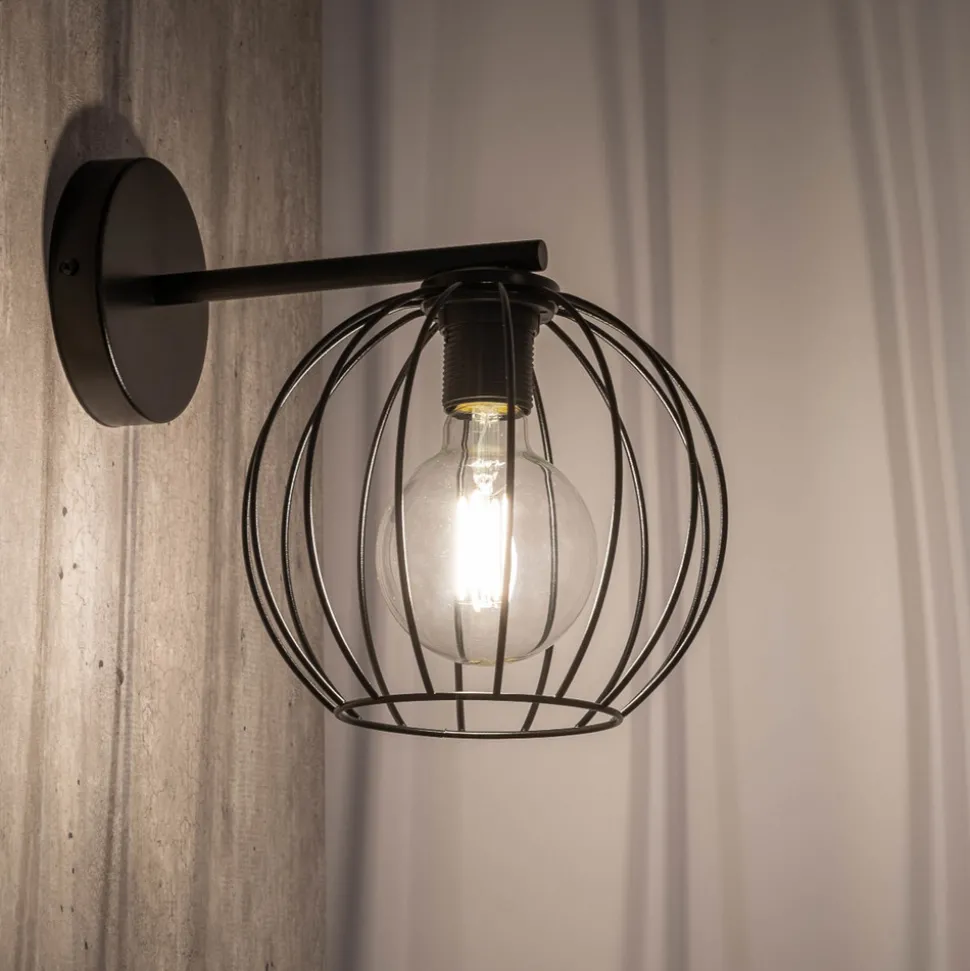 Vegglampe Madam, svart, med burskjerm