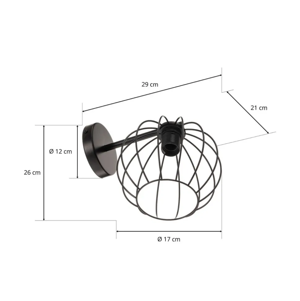Vegglampe Madam, svart, med burskjerm