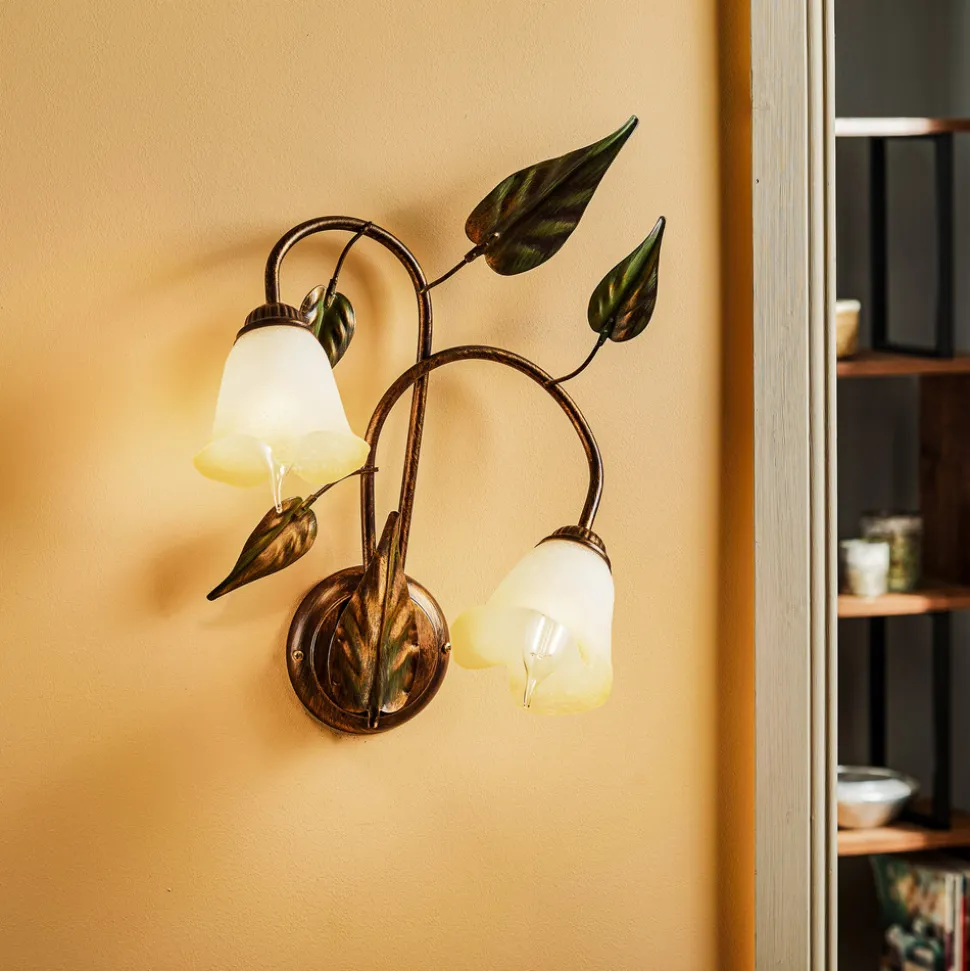 Vegglampe Miranda med 2 lyskilder, bronse