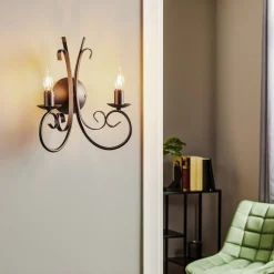 Vegglampe Pompei, 2 lyskilder, svart