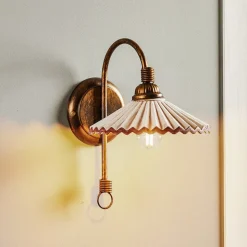 Vegglampe Rosina, bronse med rosa keramisk skjerm
