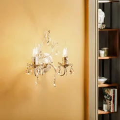 Vegglampe Teresa i krystall, elfenben med 2 lyskilder
