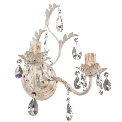 Vegglampe Teresa i krystall, elfenben med 2 lyskilder