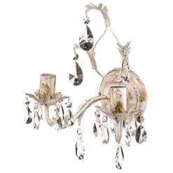 Vegglampe Teresa i krystall, elfenben med 2 lyskilder