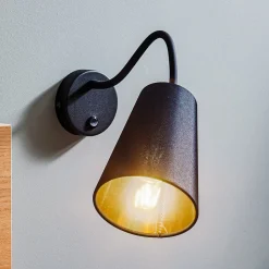 Vegglampe Wire, svart/gull