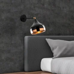Vegglampe Yildo 6901, svart/kobber, metall
