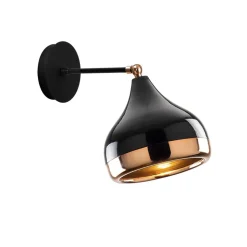 Vegglampe Yildo 6901, svart/kobber, metall