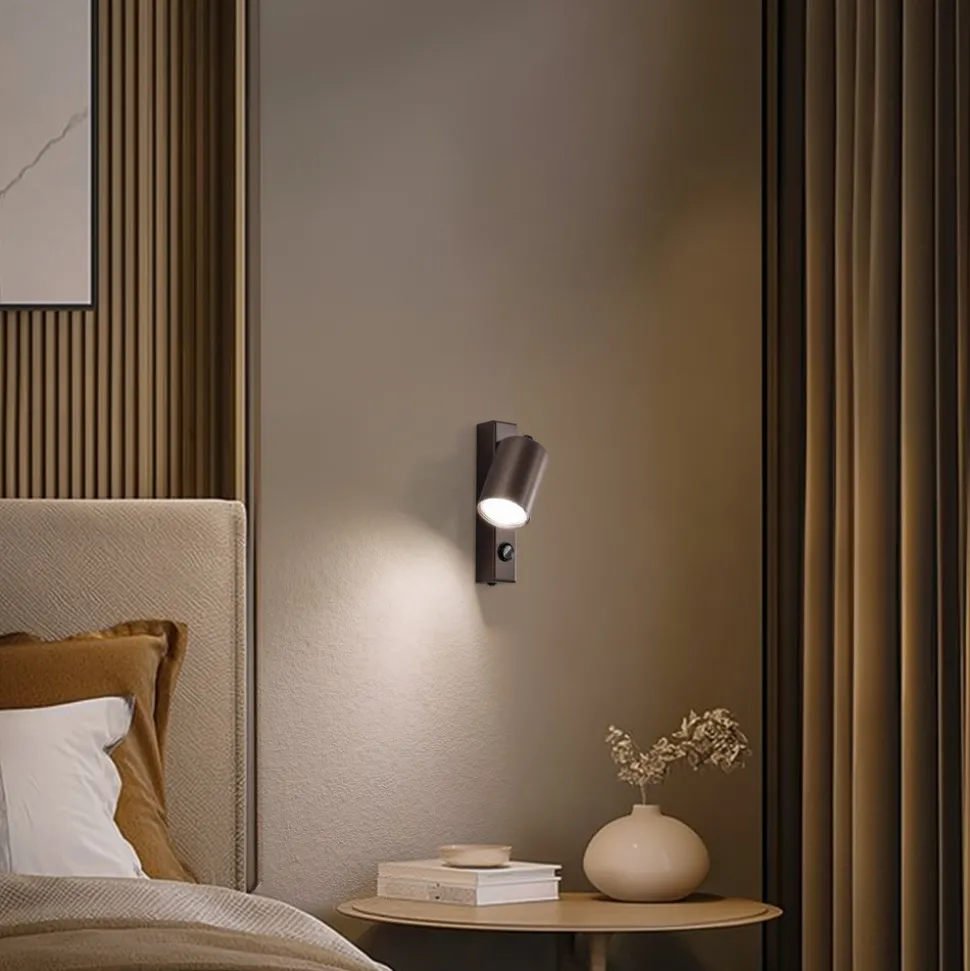 Veggspot Top, justerbar, bryter, brun, 1 lyskilde