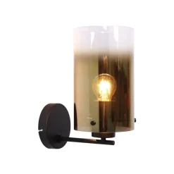 Ventotto vegglampe, svart/gull, bredde 15 cm, metall/glass