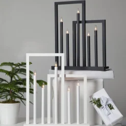 Vinduslampe Frame i tre, 5 lyskilder, mørkegrå