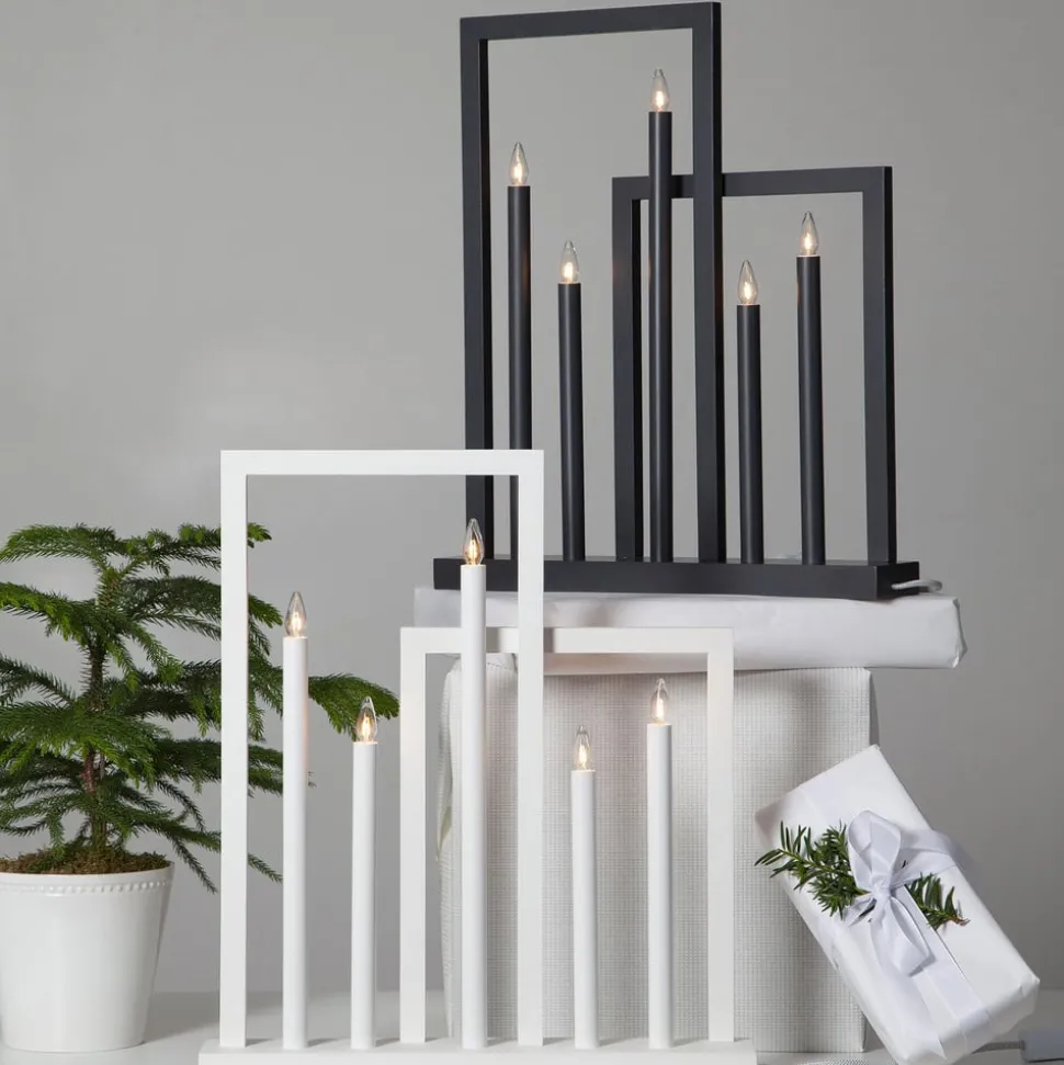 Vinduslampe Frame i tre, 5 lyskilder, mørkegrå