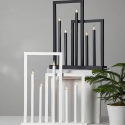 Vinduslampe Frame i tre, 5 lyskilder, mørkegrå