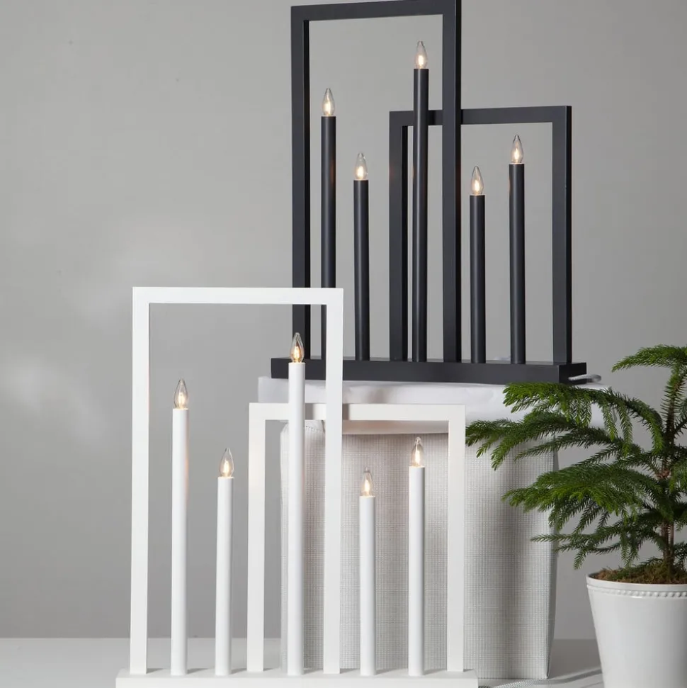 Vinduslampe Frame i tre, 5 lyskilder, mørkegrå