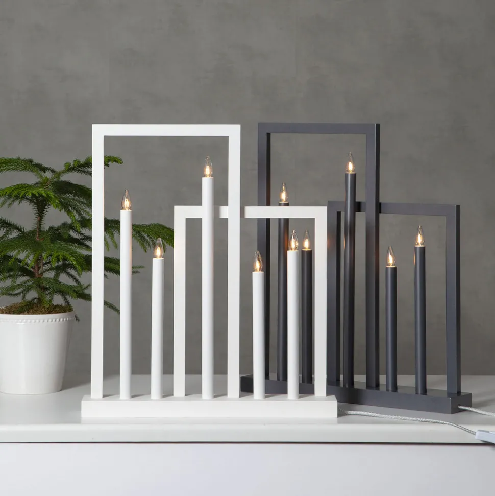 Vinduslampe Frame i tre, 5 lyskilder, mørkegrå