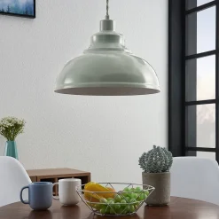 Vintage pendellampe Albertine, metall, lyseblå