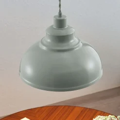 Vintage pendellampe Albertine, metall, lyseblå