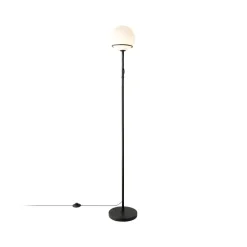 Wilson gulvlampe, metall, svart, kuppelskjerm i glass