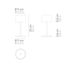 Zafferano Olivia mini 3K bordlampe i corten