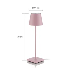 Zafferano Poldina LED-bordlampe, oppladbart batteri, matt, rosa