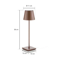 Zafferano Poldina LED-bordlampe med oppladbart batteri, matt, brun