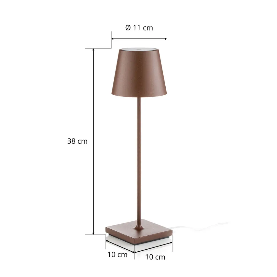 Zafferano Poldina LED-bordlampe med oppladbart batteri, matt, brun