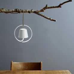 Zafferano Poldina LED-pendel med oppladbart batteri, hvit