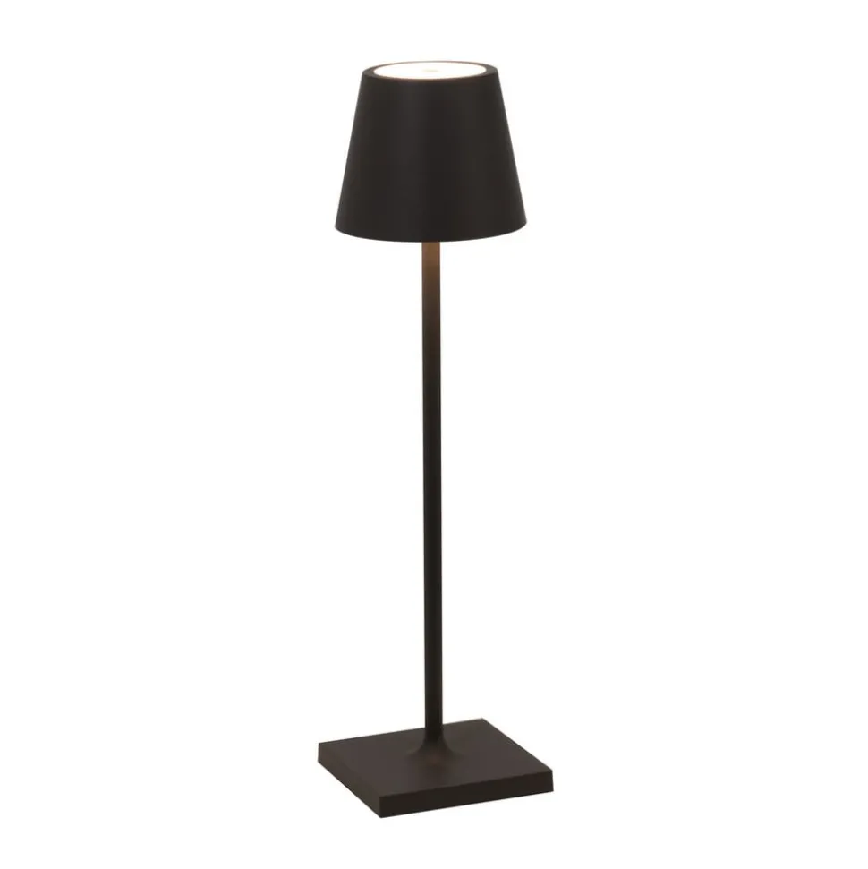 Zafferano Poldina mikro oppladbar lampe, IP65 svart