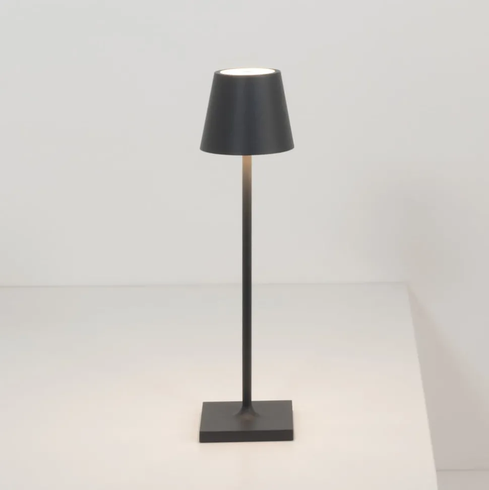 Zafferano Poldina mikro oppladbar lampe, IP65 svart