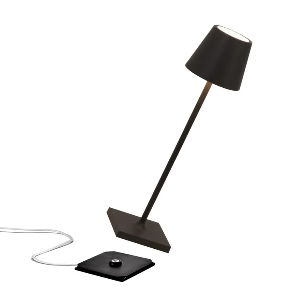 Zafferano Poldina mikro oppladbar lampe, IP65 svart