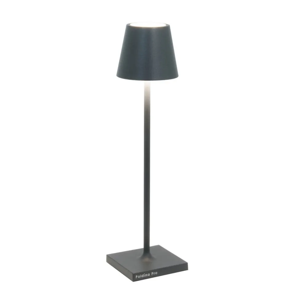 Zafferano Poldina mikro oppladbar lampe, IP65 mørkegrå