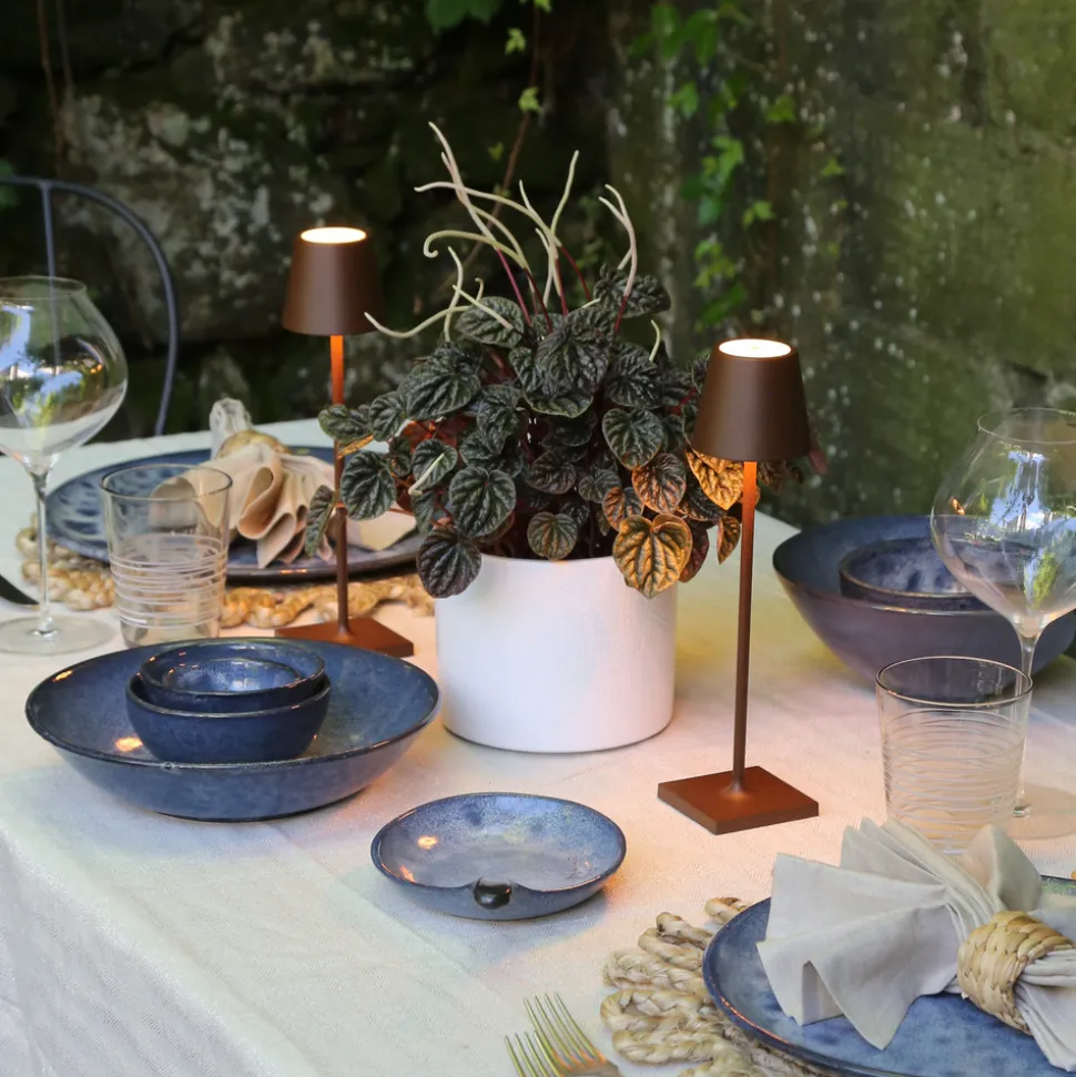 Zafferano Poldina mikro oppladbar lampe IP65 corten