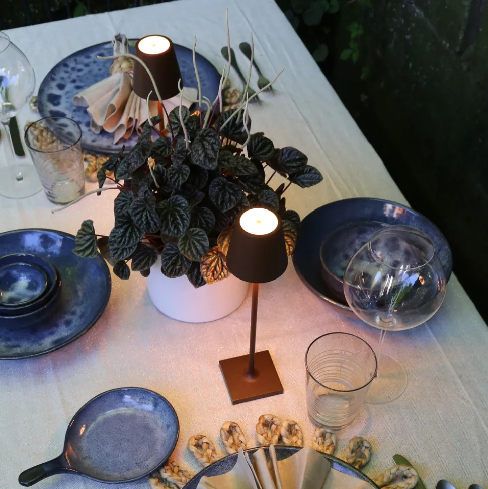 Zafferano Poldina mikro oppladbar lampe IP65 corten