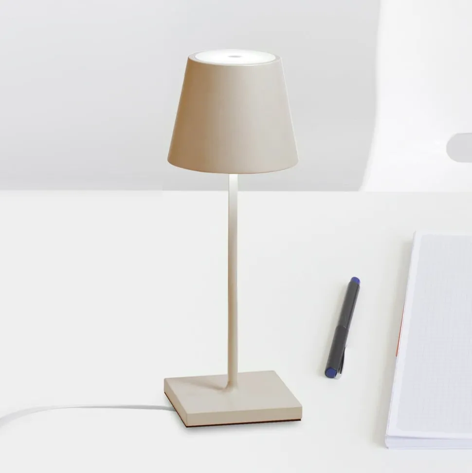 Zafferano Poldina mini bordlampe batteri IP65 sand